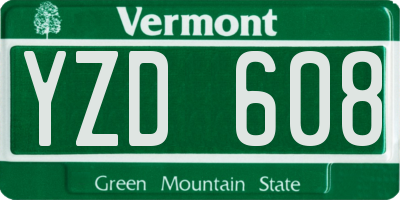 VT license plate YZD608