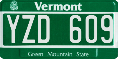VT license plate YZD609