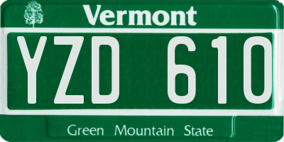 VT license plate YZD610