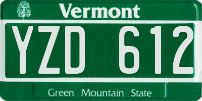 VT license plate YZD612