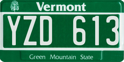 VT license plate YZD613