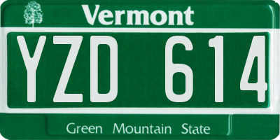 VT license plate YZD614