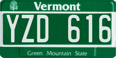 VT license plate YZD616