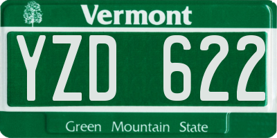 VT license plate YZD622