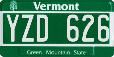 VT license plate YZD626