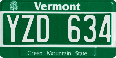 VT license plate YZD634