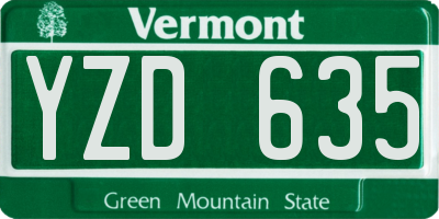 VT license plate YZD635