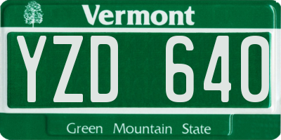 VT license plate YZD640