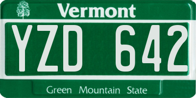 VT license plate YZD642