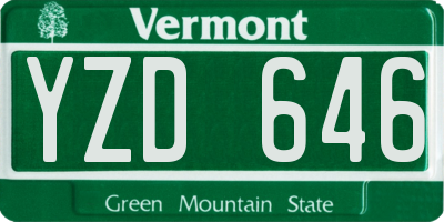 VT license plate YZD646