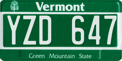 VT license plate YZD647
