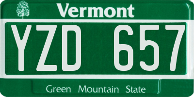 VT license plate YZD657