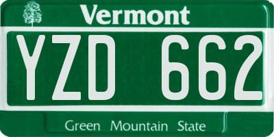 VT license plate YZD662