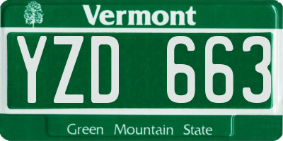 VT license plate YZD663
