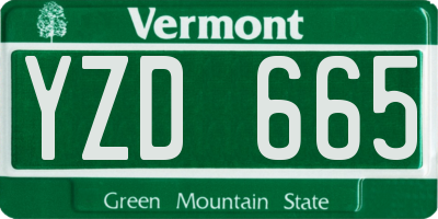 VT license plate YZD665
