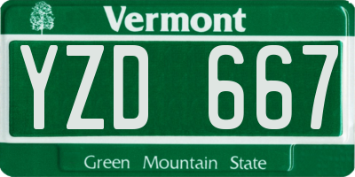 VT license plate YZD667