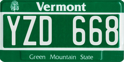 VT license plate YZD668