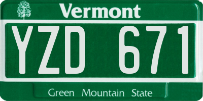 VT license plate YZD671