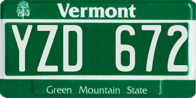 VT license plate YZD672