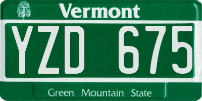 VT license plate YZD675