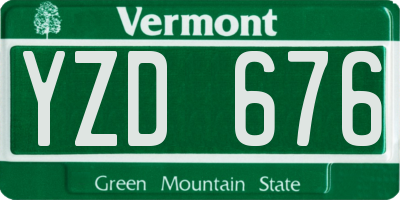 VT license plate YZD676