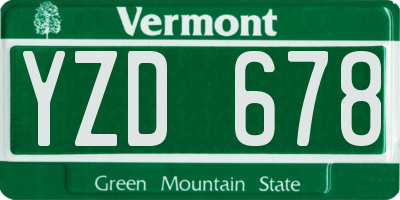 VT license plate YZD678