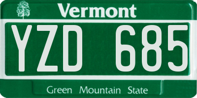 VT license plate YZD685