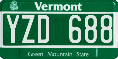 VT license plate YZD688