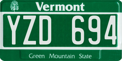 VT license plate YZD694