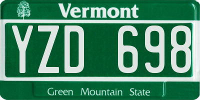 VT license plate YZD698