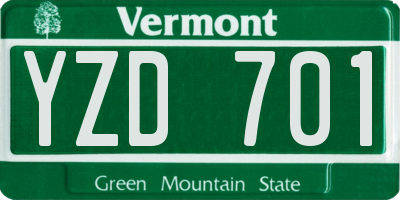 VT license plate YZD701