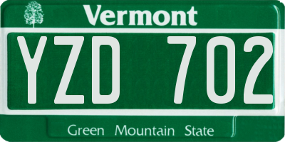 VT license plate YZD702