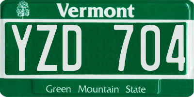 VT license plate YZD704