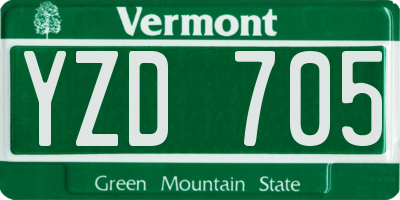 VT license plate YZD705