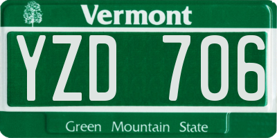 VT license plate YZD706