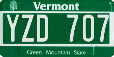VT license plate YZD707