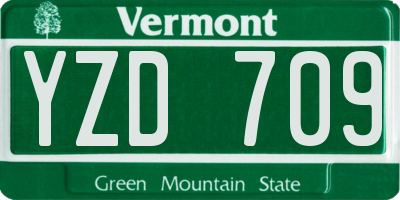 VT license plate YZD709
