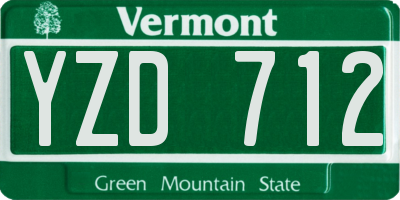 VT license plate YZD712