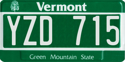 VT license plate YZD715