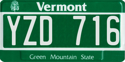 VT license plate YZD716