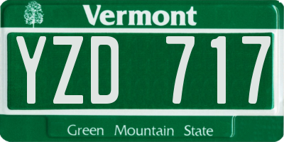 VT license plate YZD717