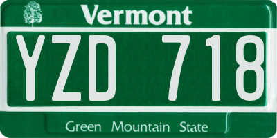 VT license plate YZD718