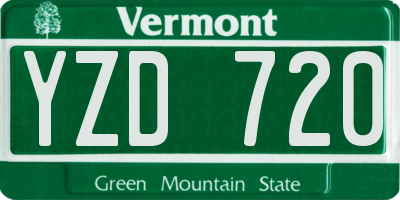 VT license plate YZD720