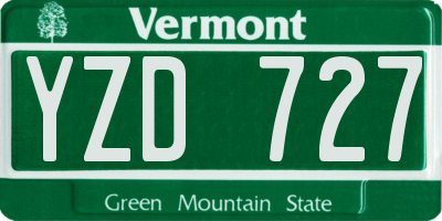 VT license plate YZD727