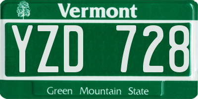 VT license plate YZD728