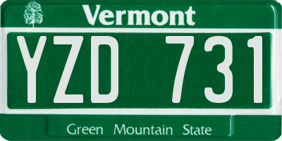 VT license plate YZD731