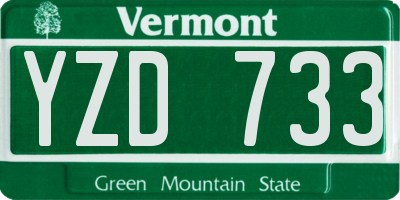 VT license plate YZD733