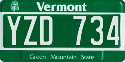 VT license plate YZD734
