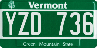 VT license plate YZD736