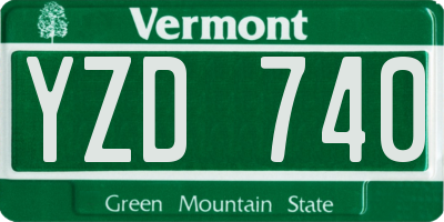 VT license plate YZD740